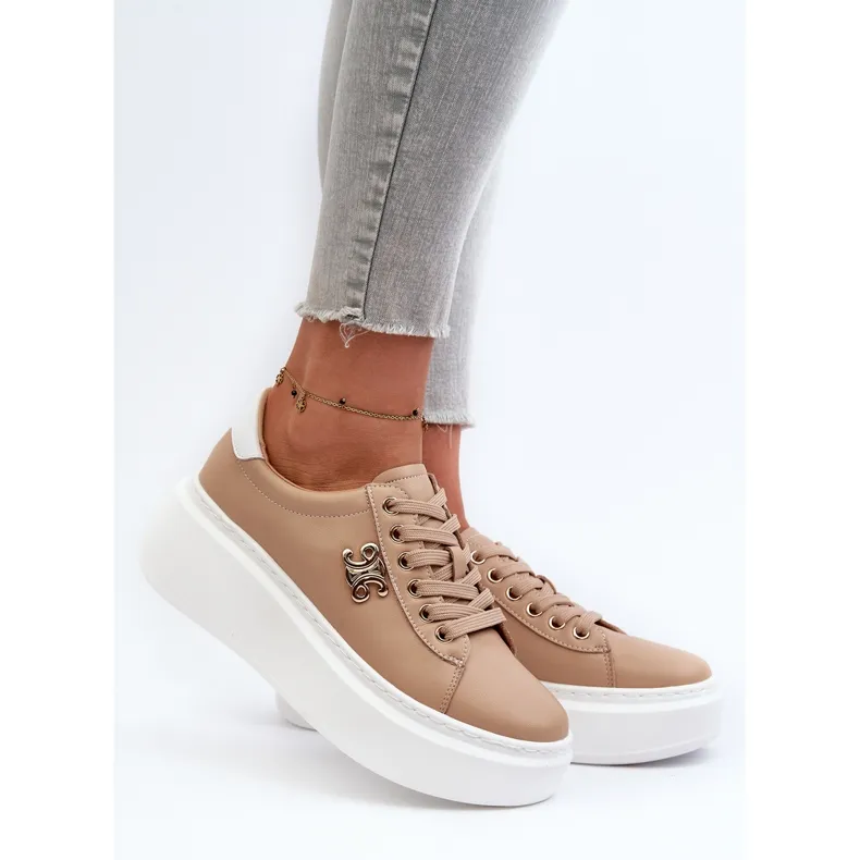 Women's Leather Sneakers on the Platform Brown Pernalia