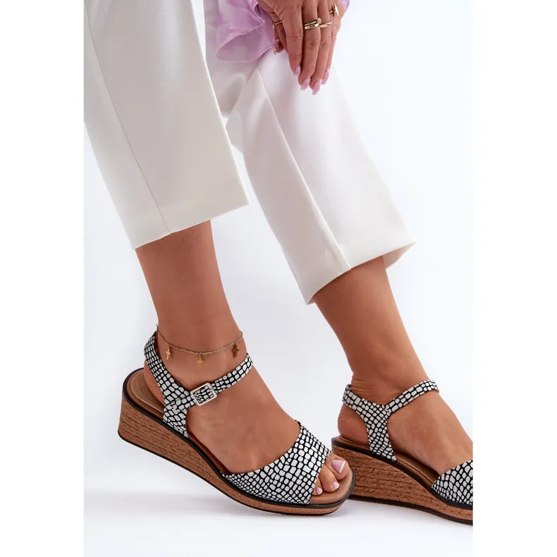 Women's Wedge Sandals Sergio Leone SK303 White and Black