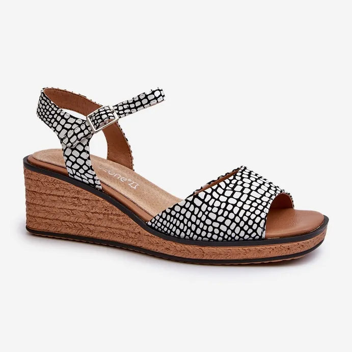 Women's Wedge Sandals Sergio Leone SK303 White and Black