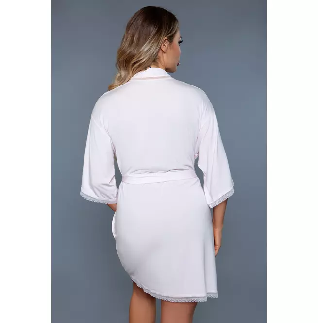 Women's Blush Pink Lace Trim Super Soft Intimate Sleepwear Robe