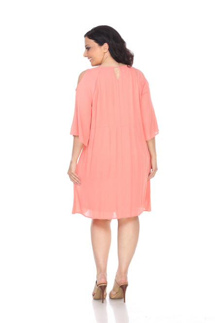 Women's Cold Shoulder Embroidered Tunic Dress