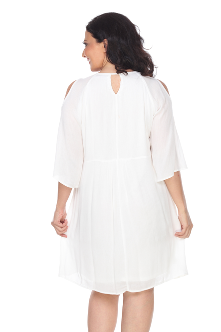 Women's Cold Shoulder Embroidered Tunic Dress