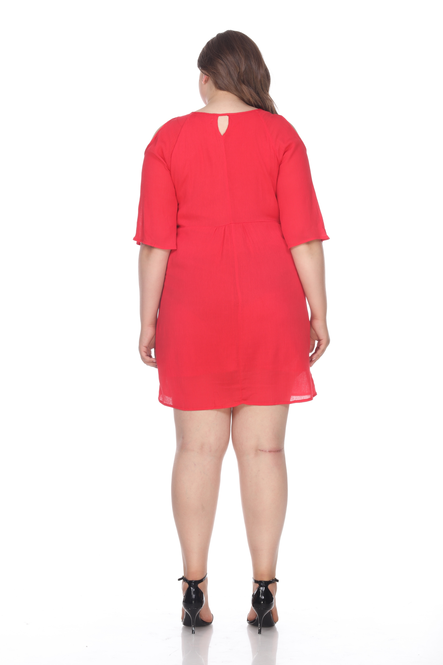 Women's Cold Shoulder Embroidered Tunic Dress