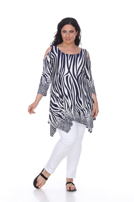 Women's Cold Shoulder Tunic Top With Asymmetric Hem