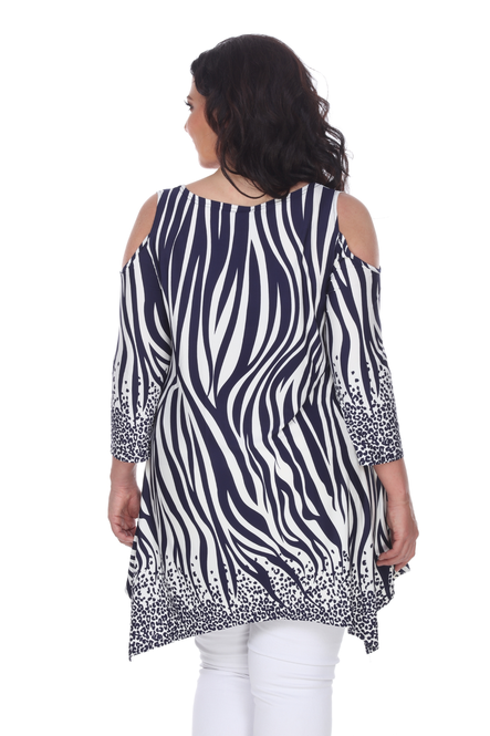 Women's Cold Shoulder Tunic Top With Asymmetric Hem