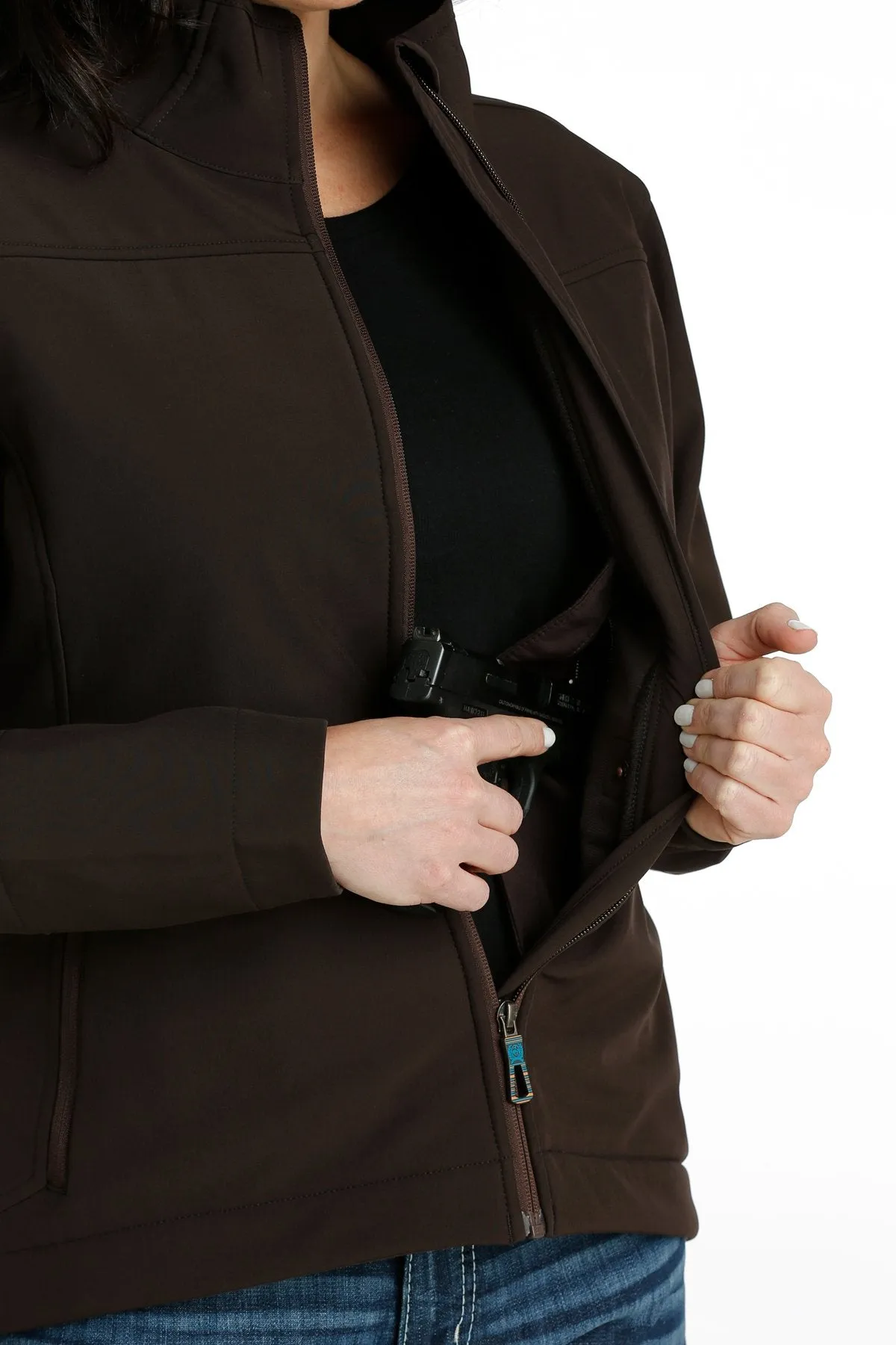 WOMEN'S CONCEALED CARRY BONDED JACKET - BROWN