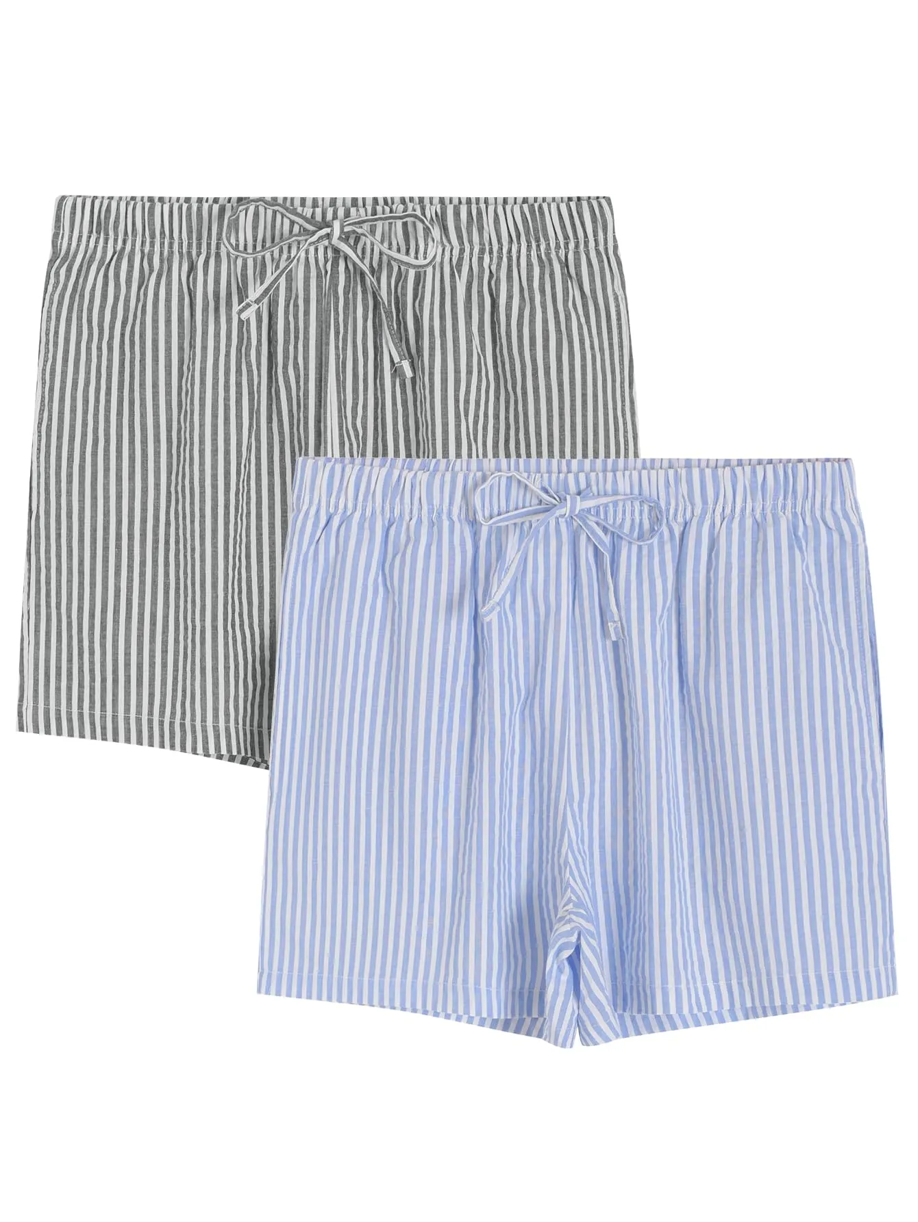 Women's Cotton Pajama Shorts Soft Seersucker Sleep Shorts Pack