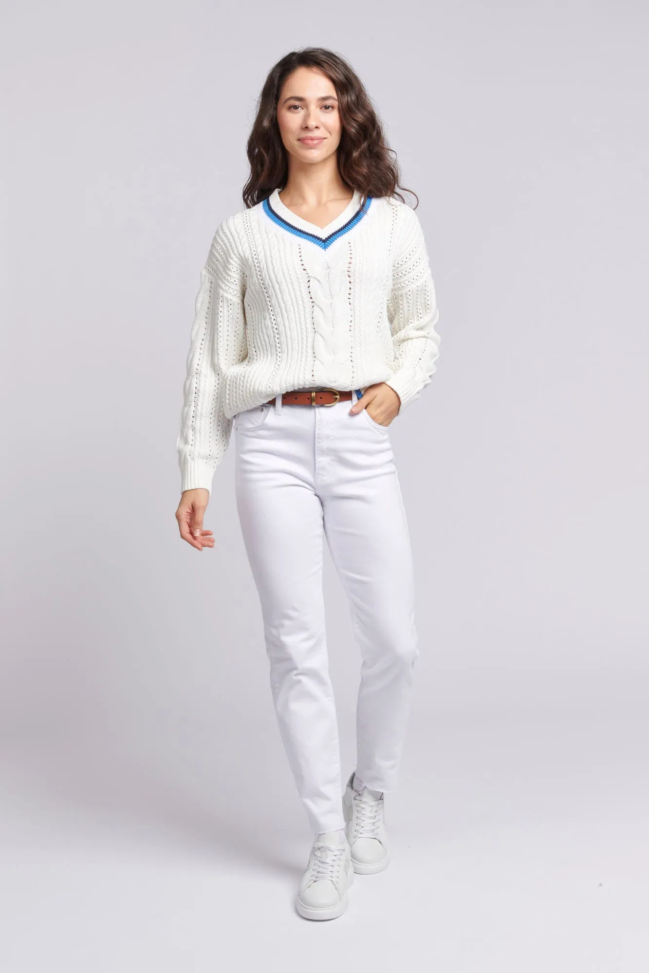 Womens Cricket Jumper in Marshmallow