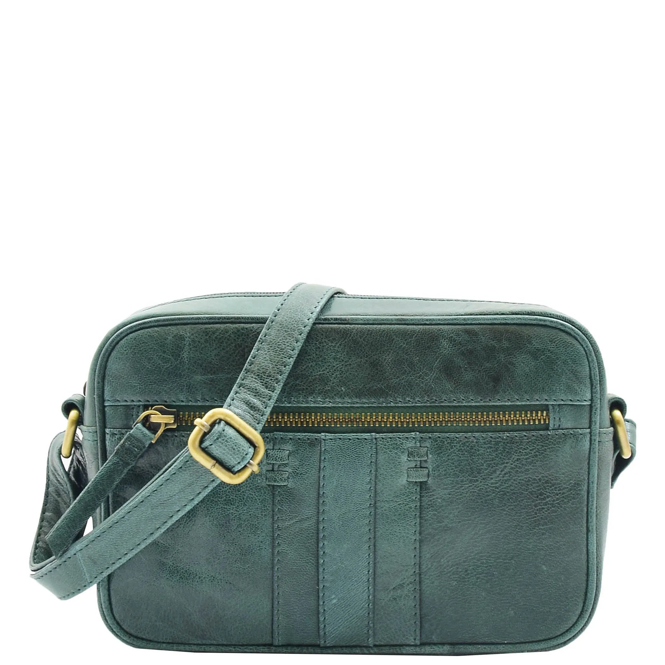 Womens Real Leather Small Cross Body Bag HOL361 Green