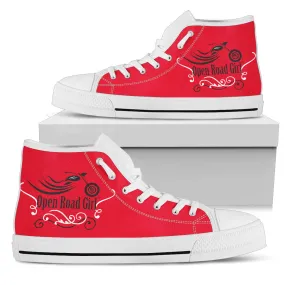 Women's Red Open Road Girl Women's High Top Sneakers