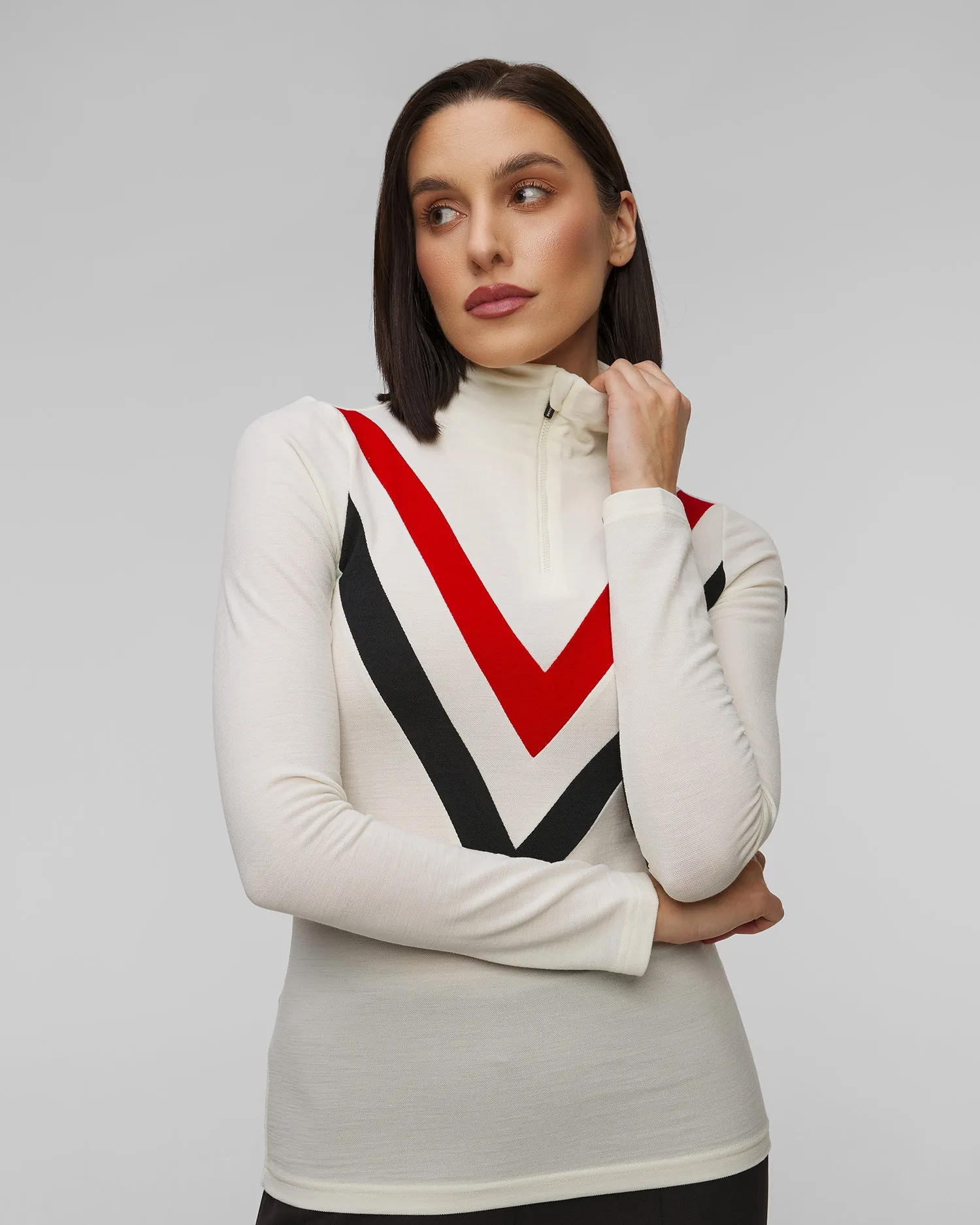 Women’s white zip turtleneck We Norwegians Voss 1921-1
