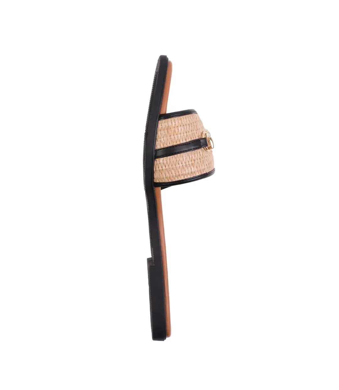 Womens/ladies harmony straw pu sandals black Where´s That From