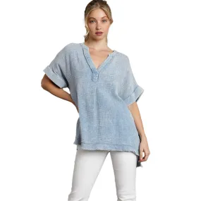 Women's Umgee Tunic Top With Cuffed Sleeves