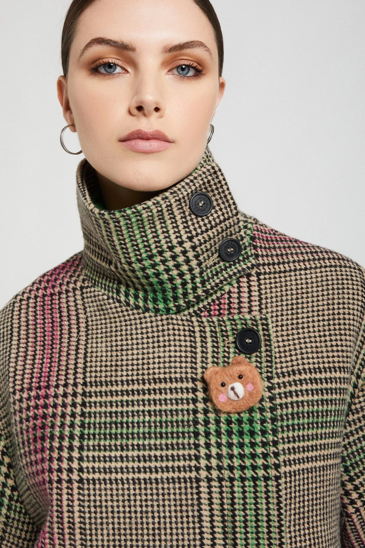 Wool-blend tartan jacket