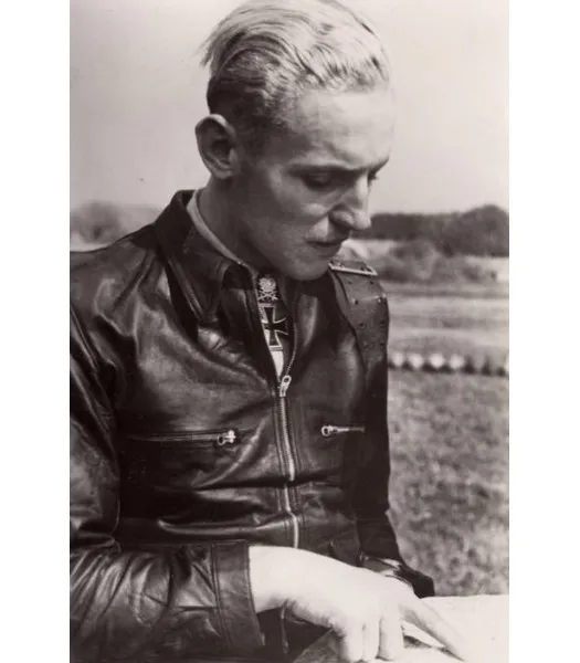 WW2 German Luftwaffe Eric Hartmann leather jacket BLACK