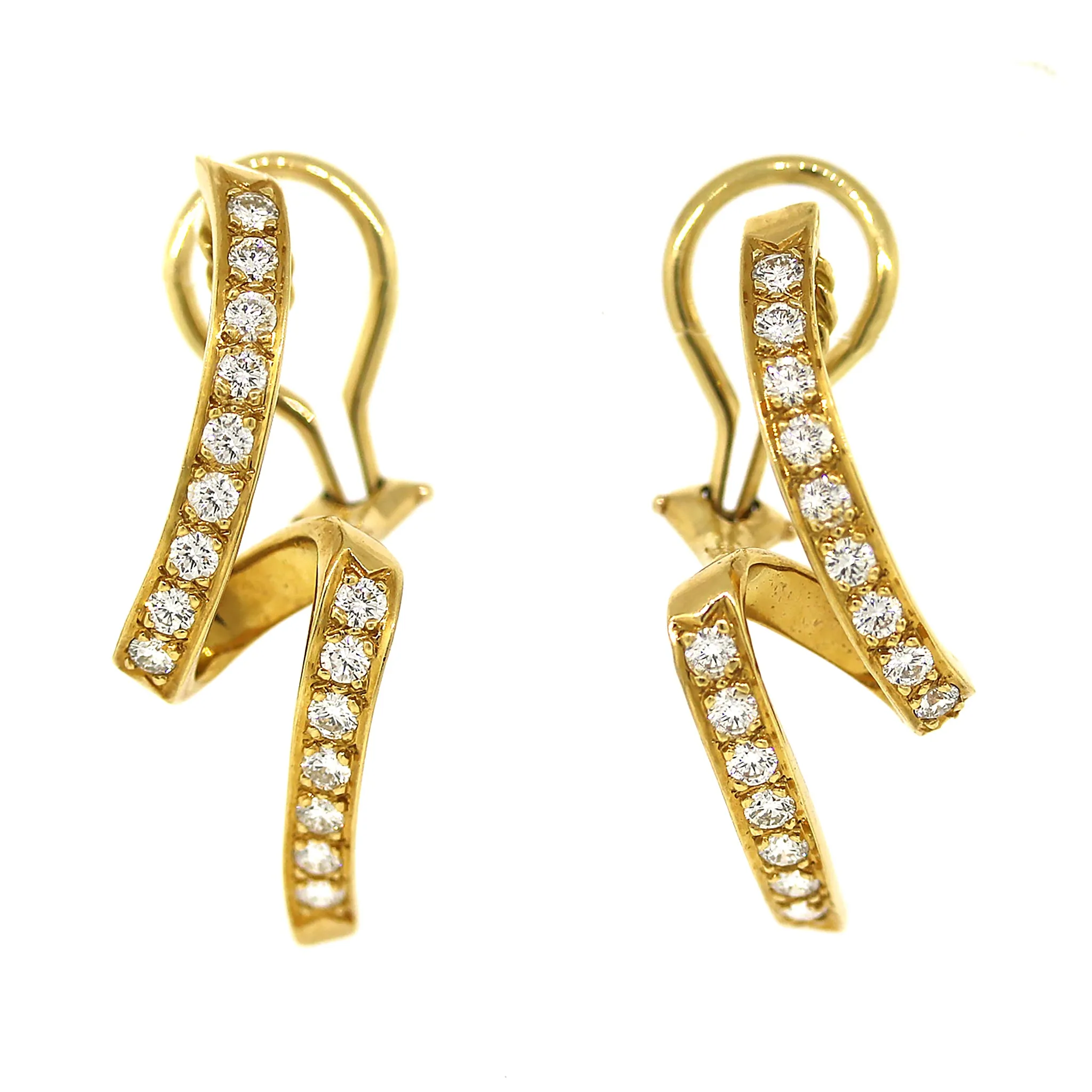 Yellow Gold Diamond Swirl Earrings