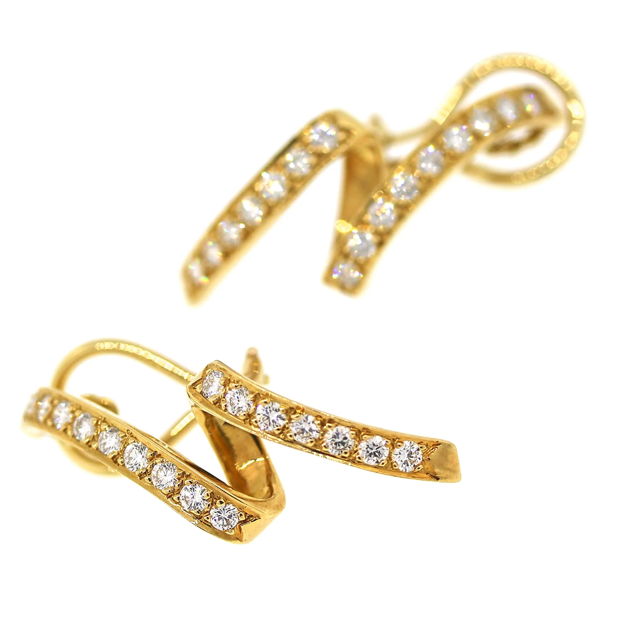 Yellow Gold Diamond Swirl Earrings