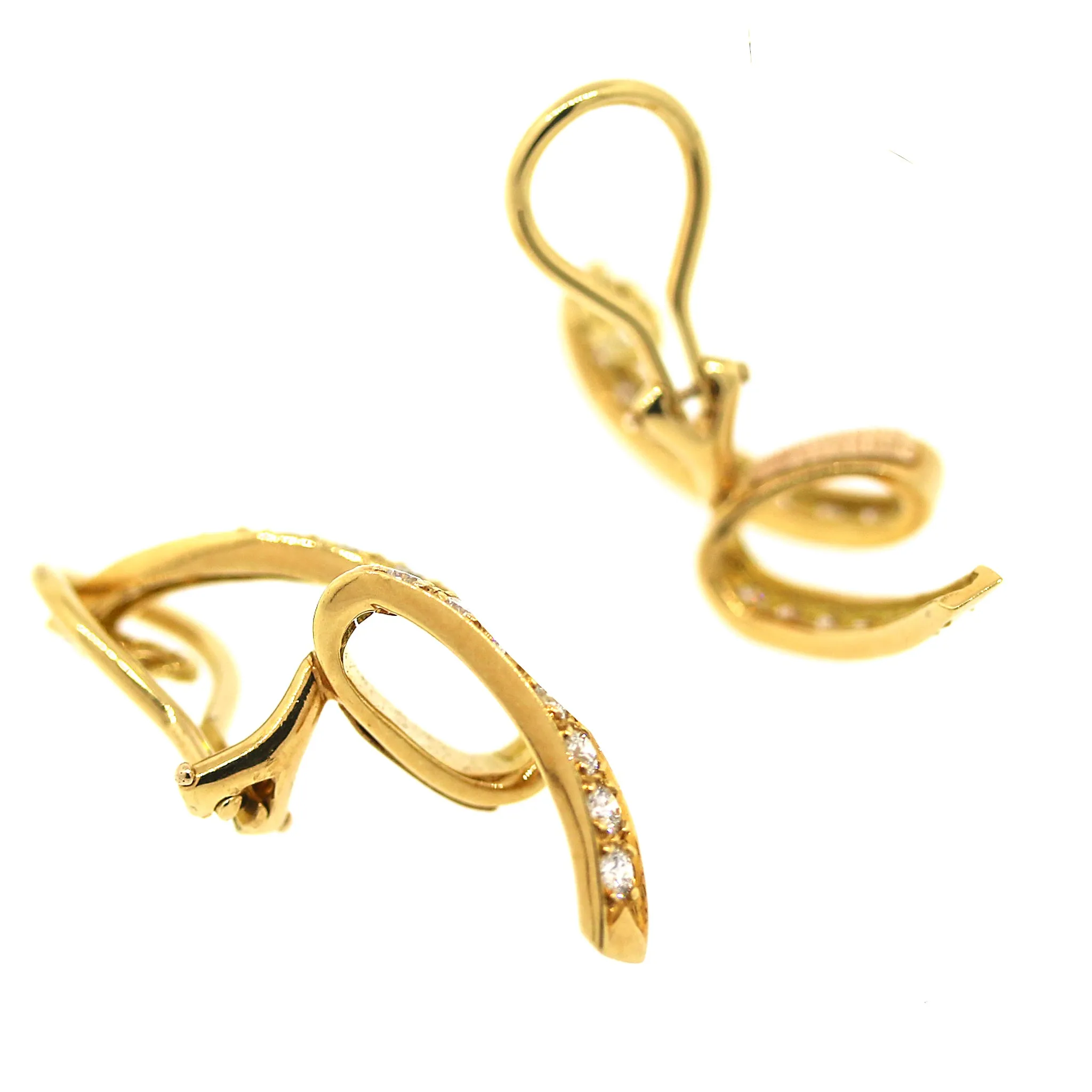 Yellow Gold Diamond Swirl Earrings