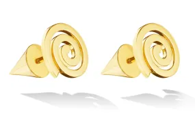 Yellow Gold Essence Stud Earrings with Cone