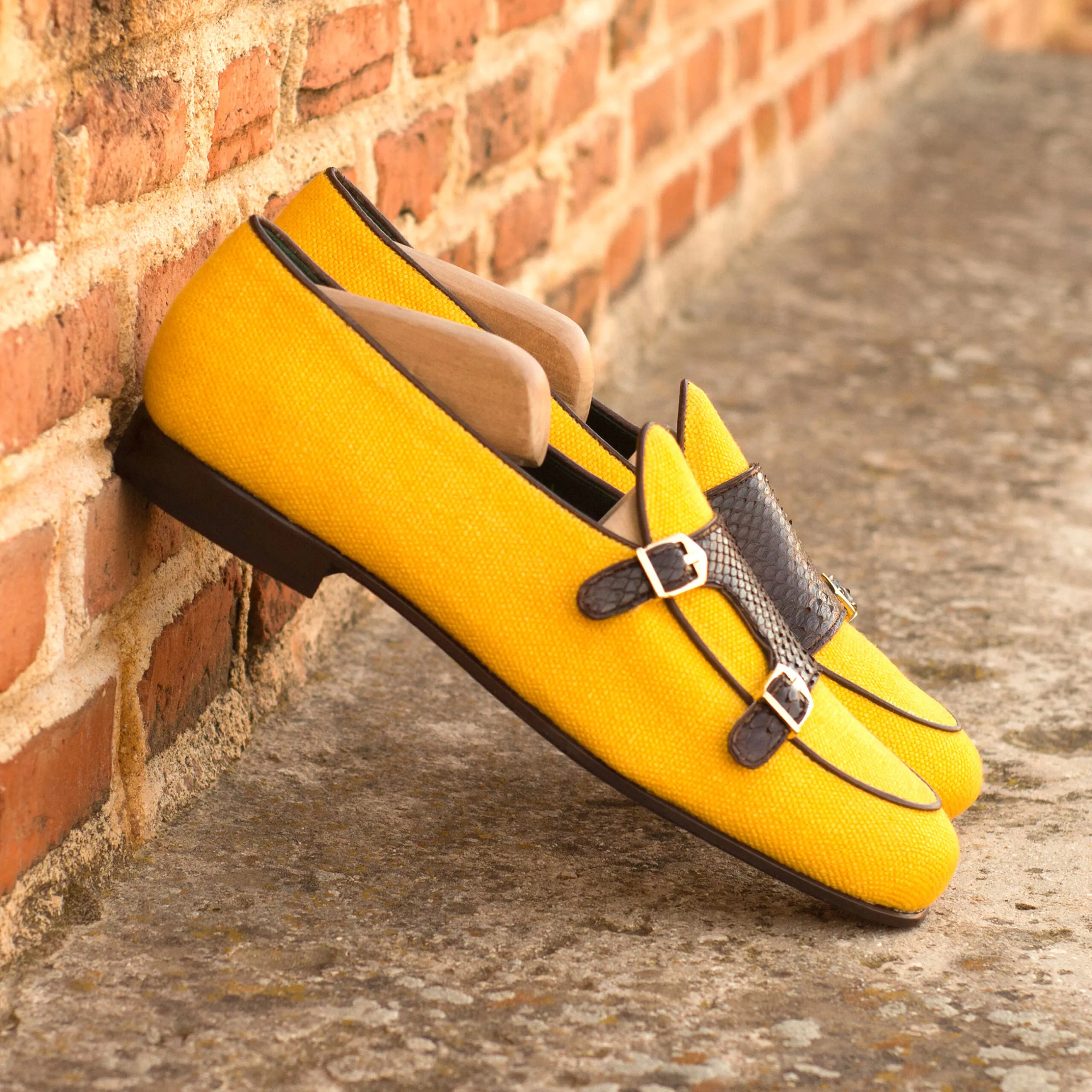 --Yellow Monk Slipper Shoe-