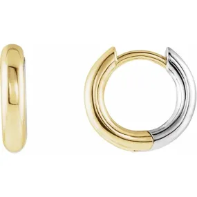 Yellow/ White Gold Reversible Huggies Hoop Earrings