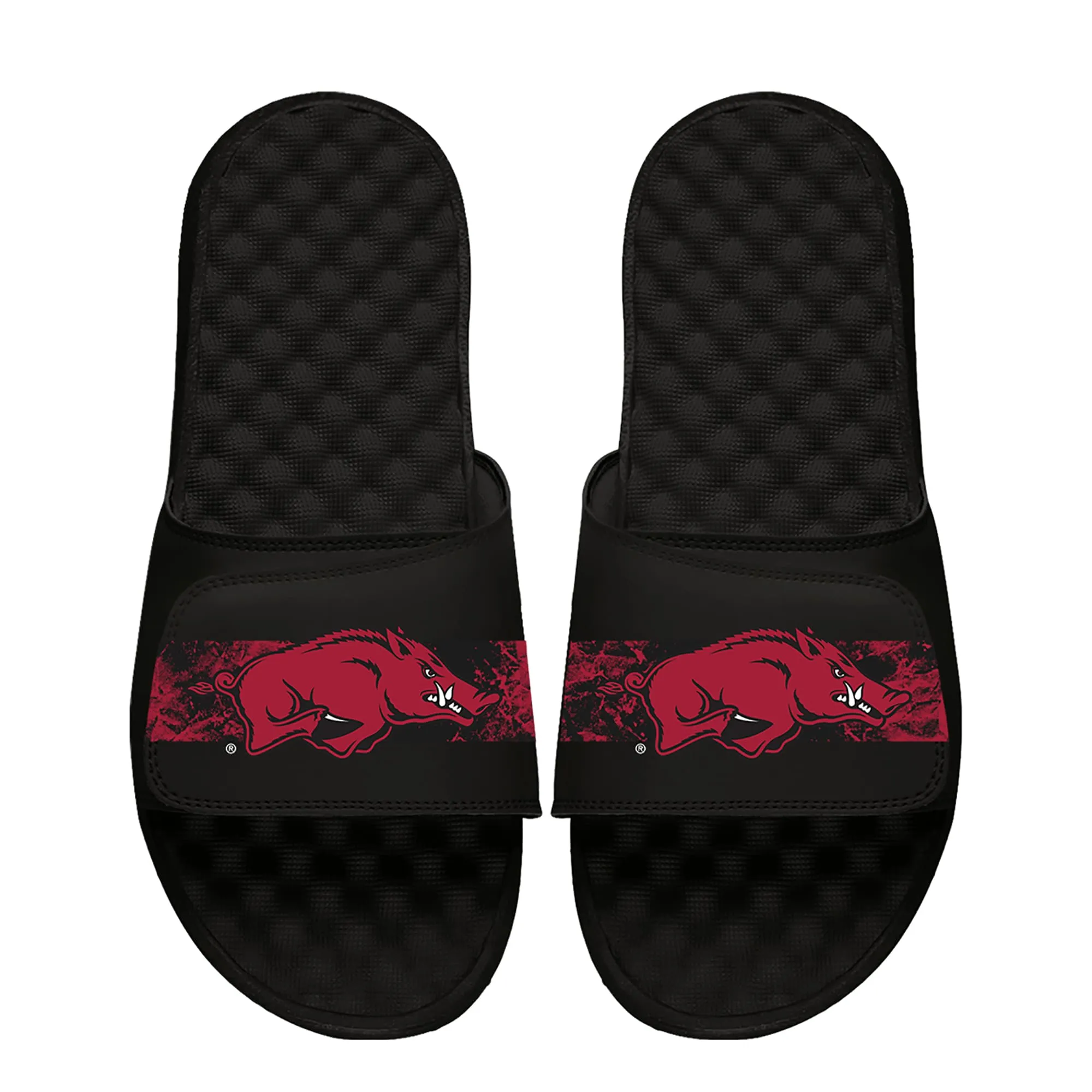 Youth  ISlide Black Arkansas Razorbacks Distressed Slide Sandals