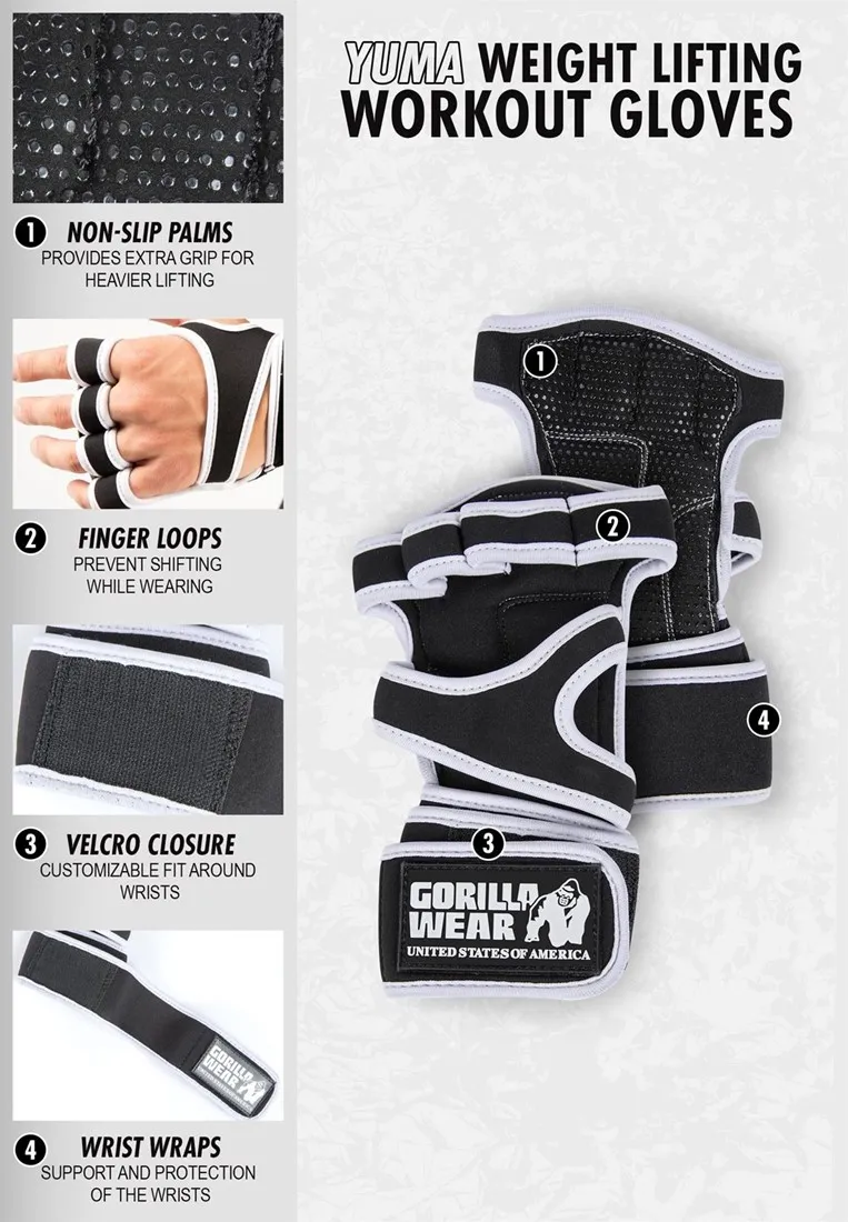 Yuma Weight Lifting Workout Gloves - Black/Gray - 2XL Gorilla Wear