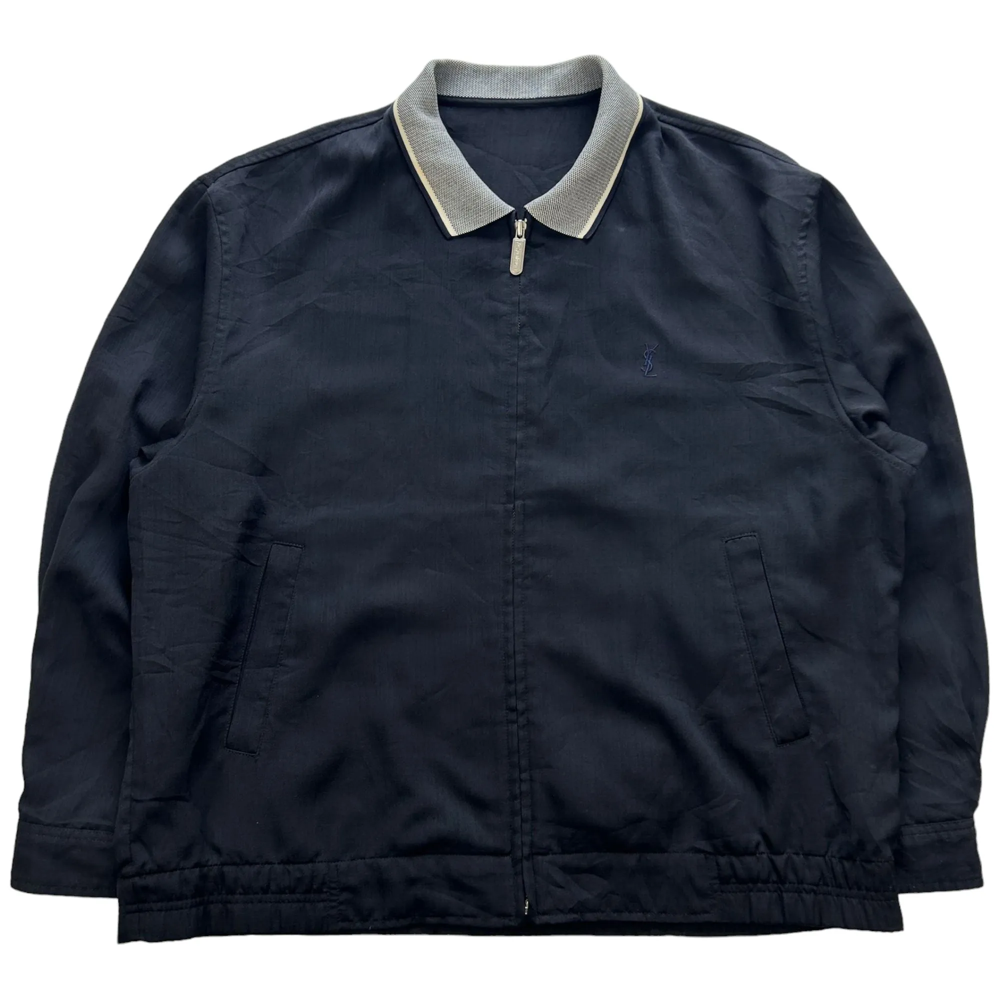 Yves Saint Laurent Navy Lightweight Jacket Men's XL 90s Designer Vintage | Second Wave Vintage