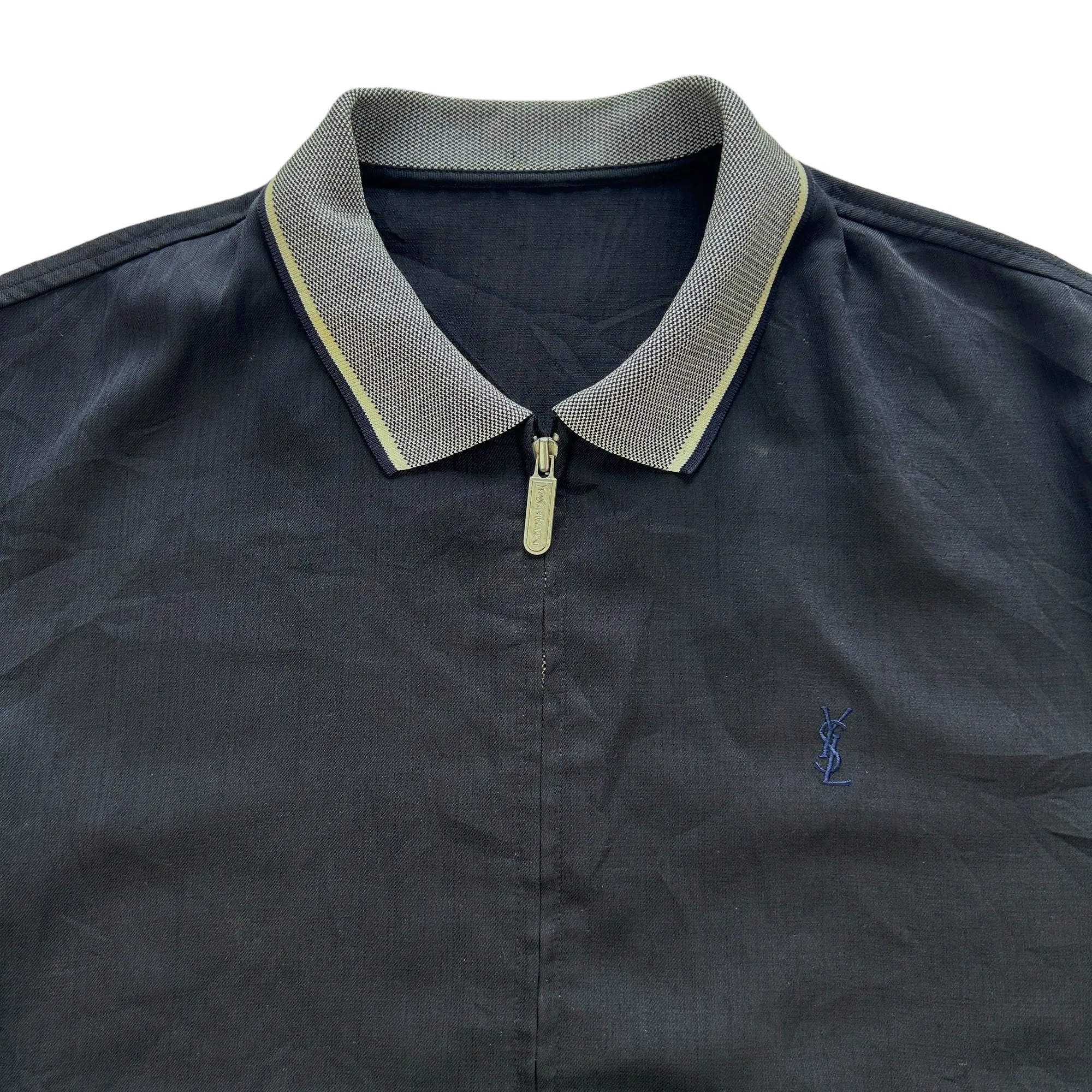 Yves Saint Laurent Navy Lightweight Jacket Men's XL 90s Designer Vintage | Second Wave Vintage