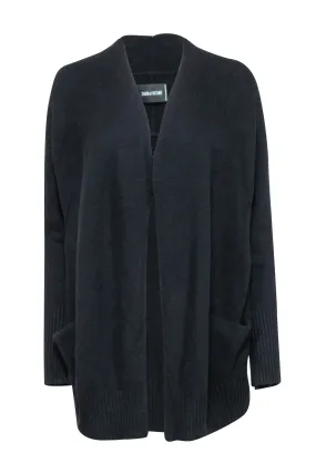 Zadig & Voltaire - Black Cashemere Blend Cardigan w/ Rhinestone “Punk” Back Sz XS/S