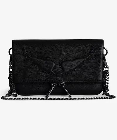 Zadig & Voltaire Womens Noir Rock Nano grained-leather clutch bag