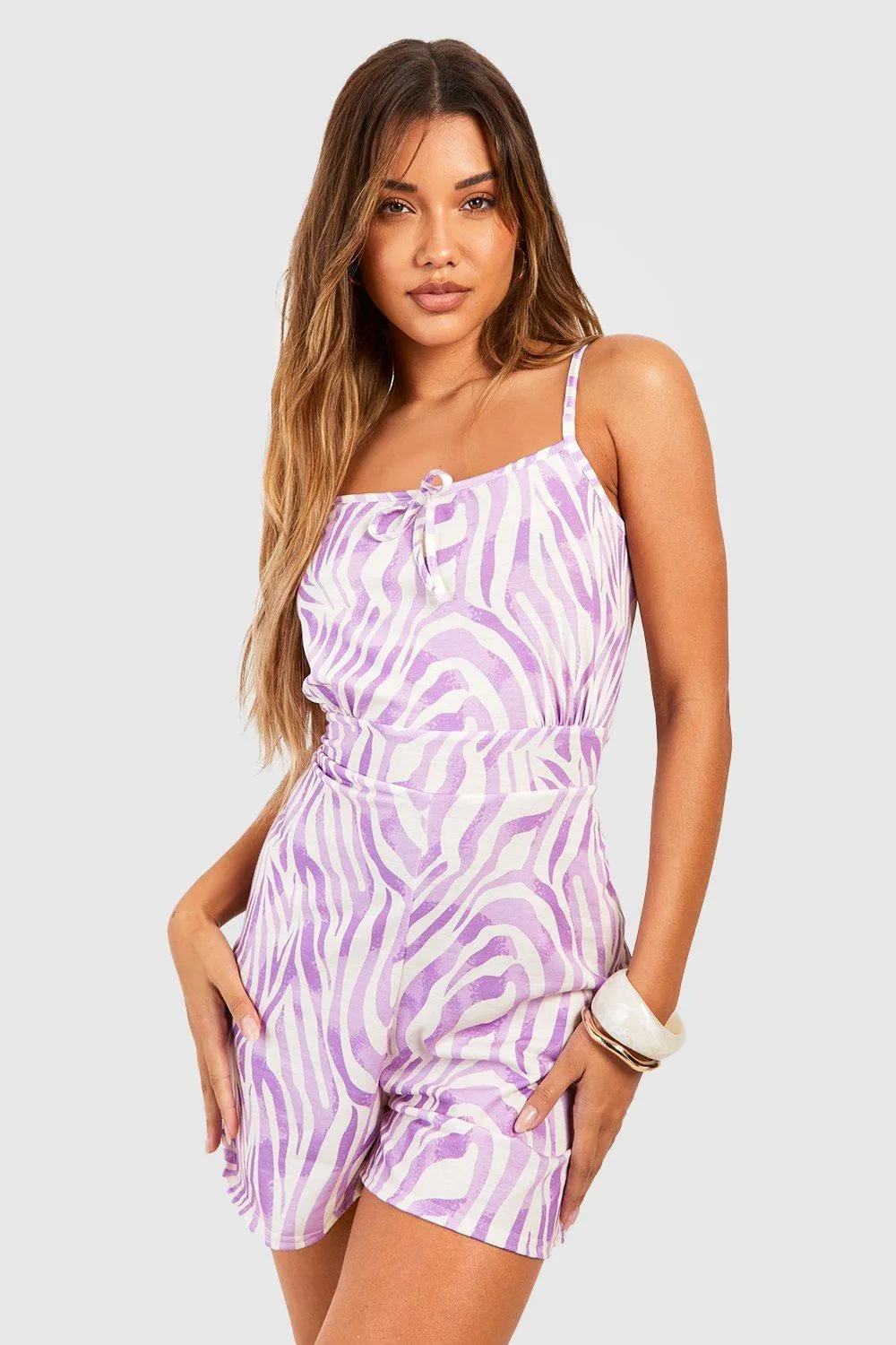 Zebra Strappy Cami Romper