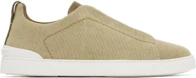 ZEGNA Beige Triple Stitch Sneakers