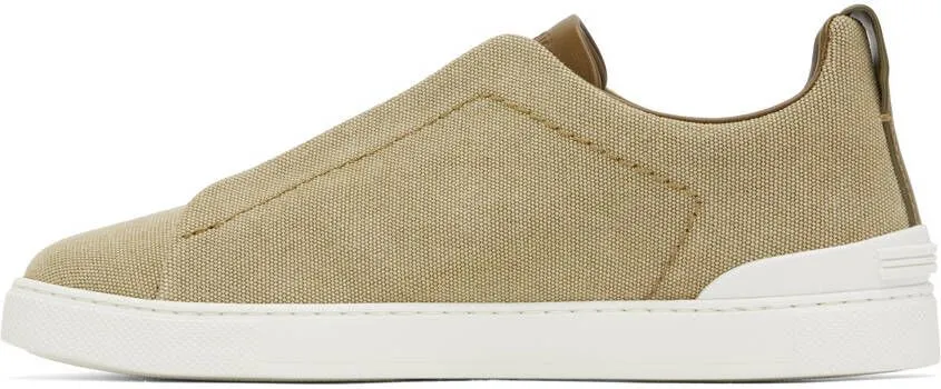 ZEGNA Beige Triple Stitch Sneakers