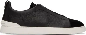 ZEGNA Black Triple Stitch Sneakers