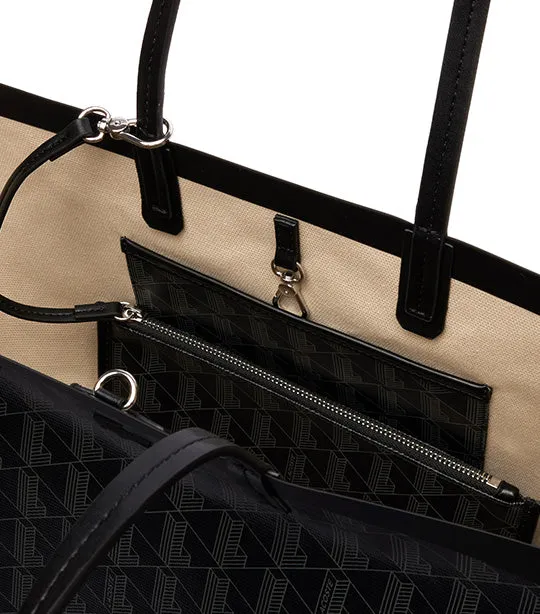 Zely Coated Canvas Large Tote Monogram Noir Gris