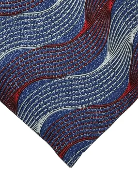 Zilli Silk Tie Dark Blue Bordeaux Swirl Design - Wide Necktie